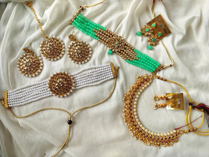 Combo Of 3 Beautiful Choker & Necklace Sets