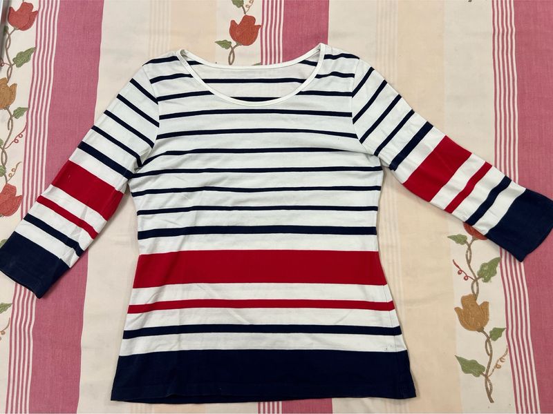 3/4th Sleeves Striped Top