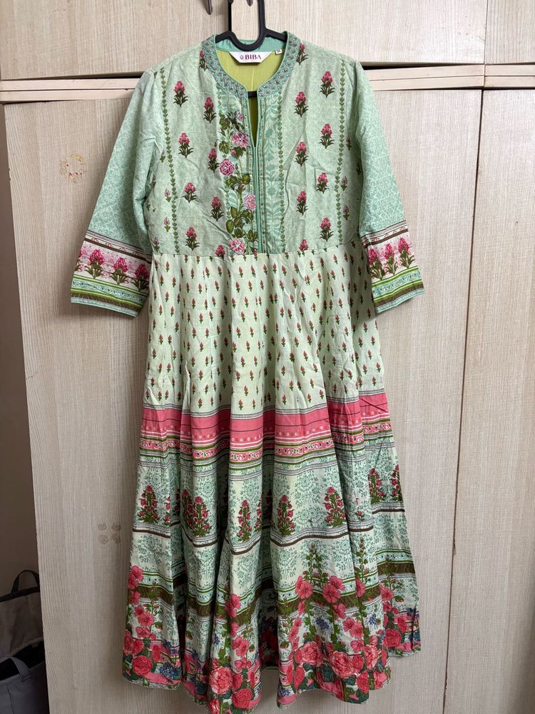 Biba Green Anarkali Maxi Kurta (M/34)