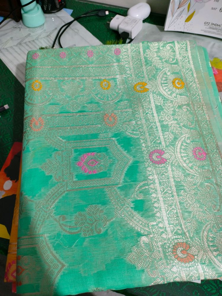 Cotton Linen Banarasi Saree