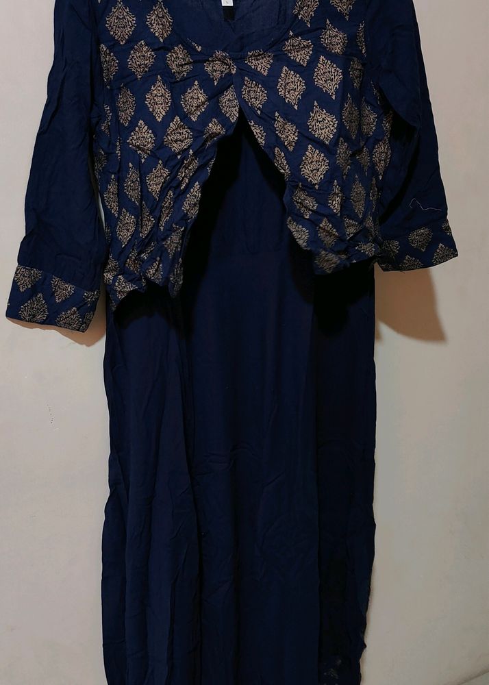 Nayo Navy Blue A-line Kurta