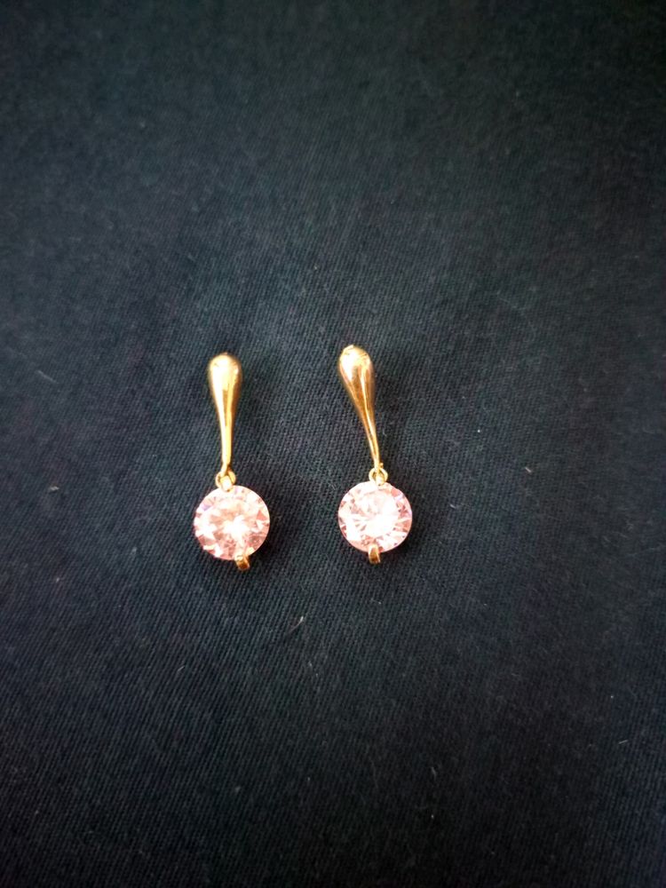 Light Pink And Golden Earrings