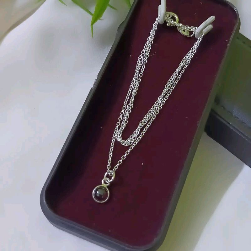 Original silver dainty chain with Garnet stone