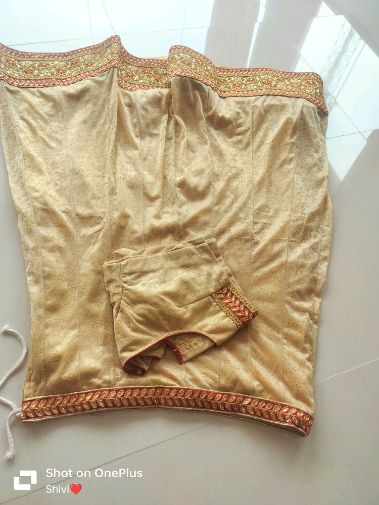 Golden Lehnga With Red Dupatta