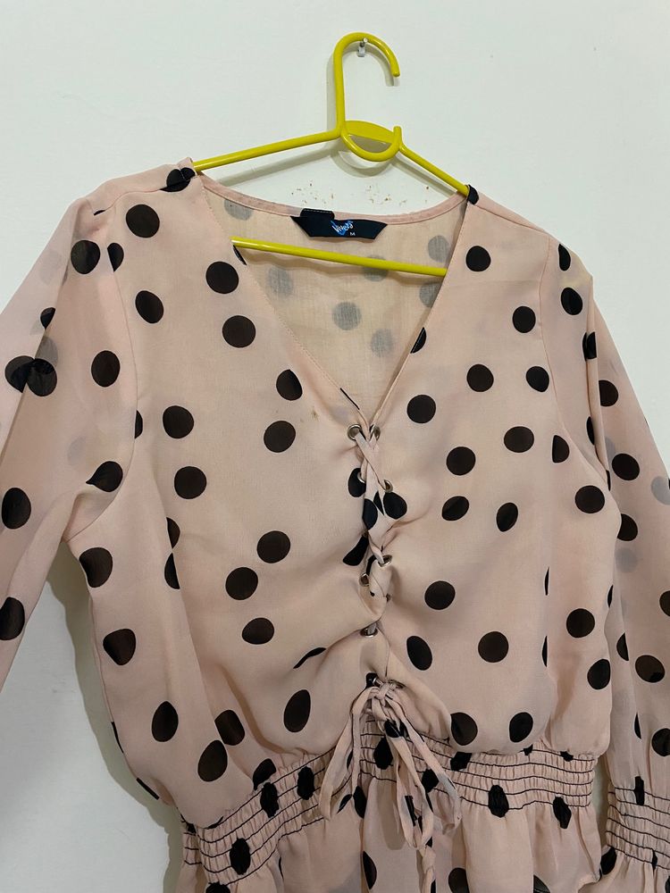 Peplum Pink Polka Dots Top