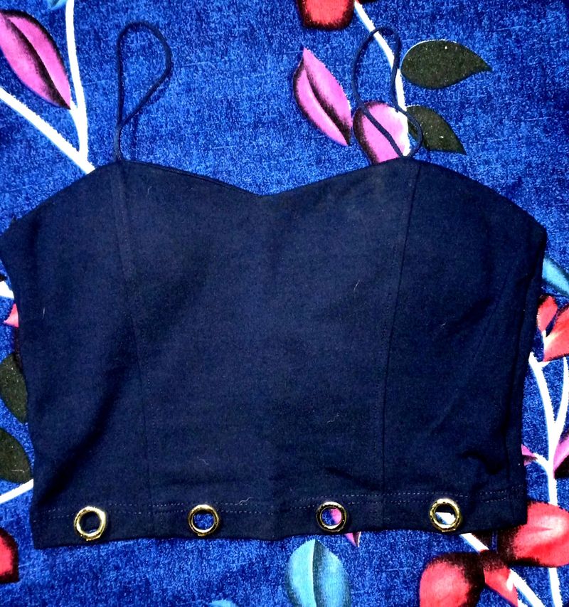 Navy Blue Padded Crop Top. Fits Small To Medium