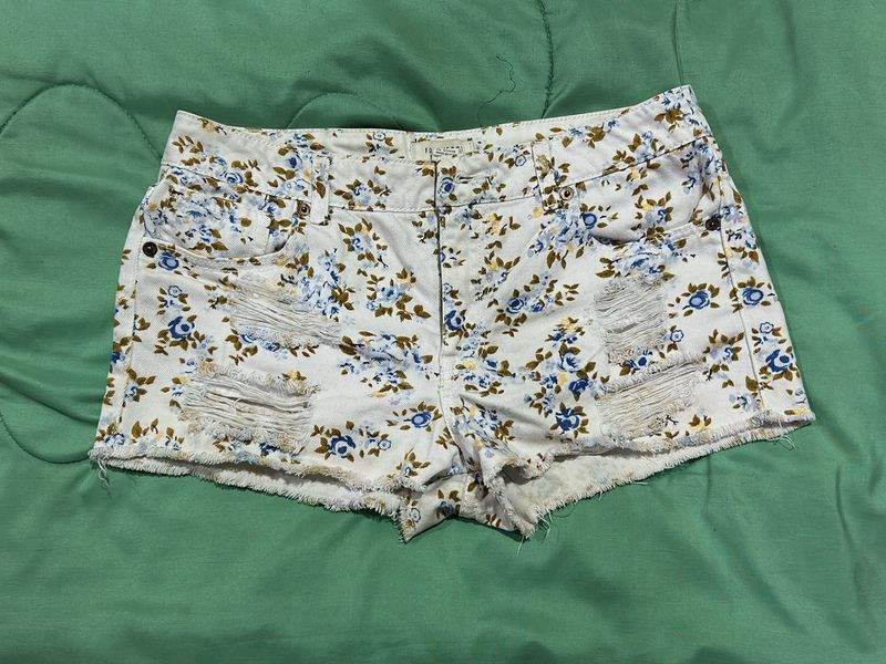 Floral Denim Shorts