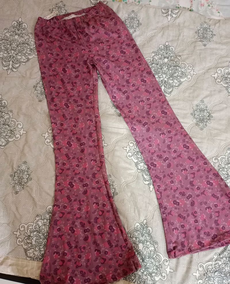 Flared Floral Pink Pants