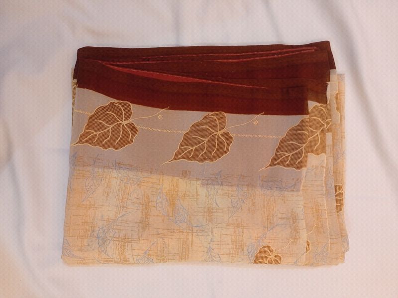 Synthetic Printed Saree With Blouse Piece