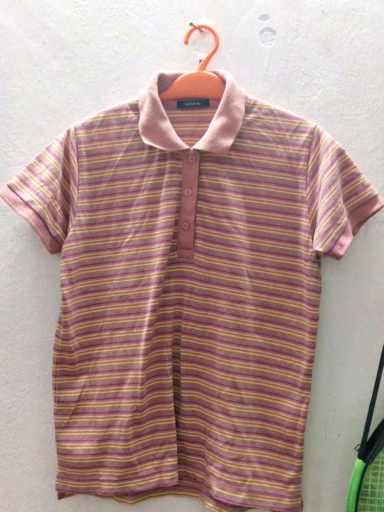 Women Polo  Multi Colour Shirt