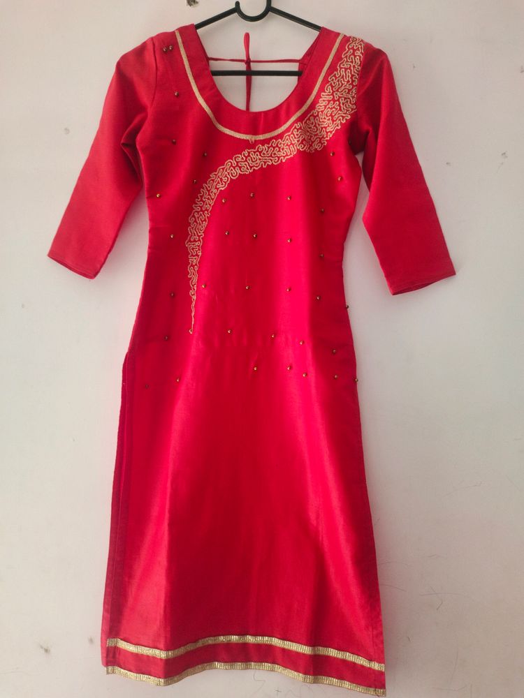 Red Kurta Set With Dupatta