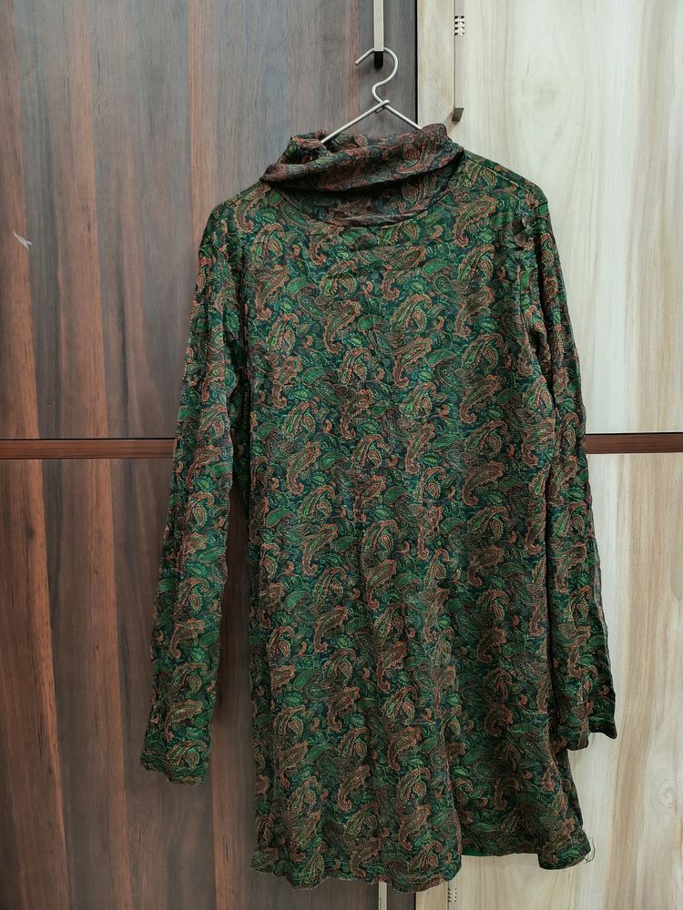 Green High Neck Dress