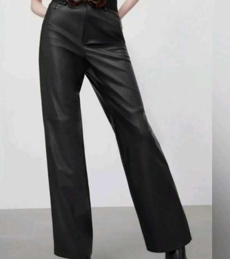 Zara Black Faux Leather High Wasted Pant