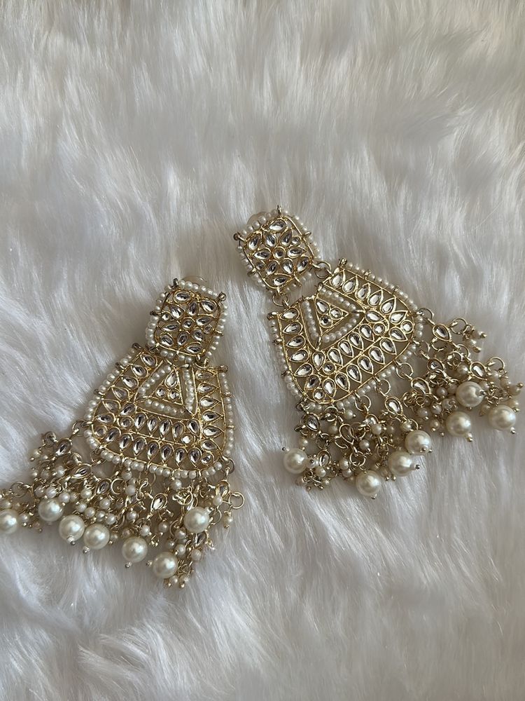 White Traditional Heavy Earrings