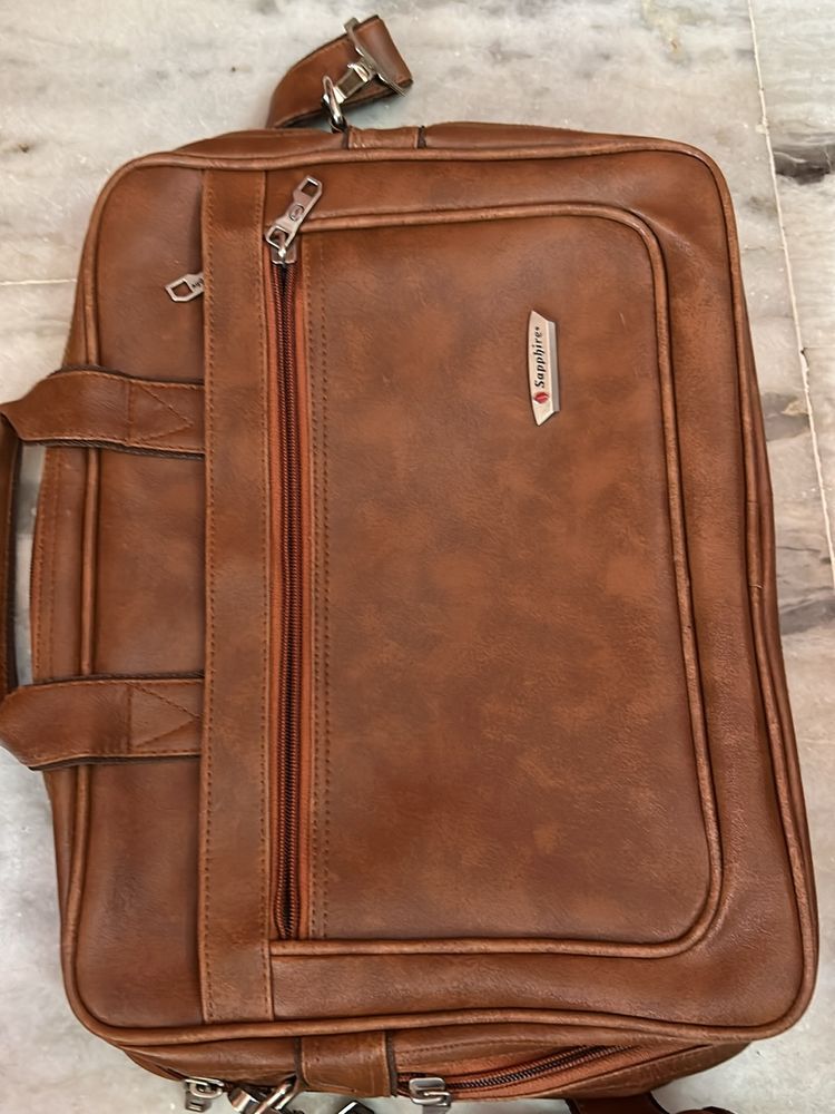 Sapphire Leather Laptop Bag For Men And Women