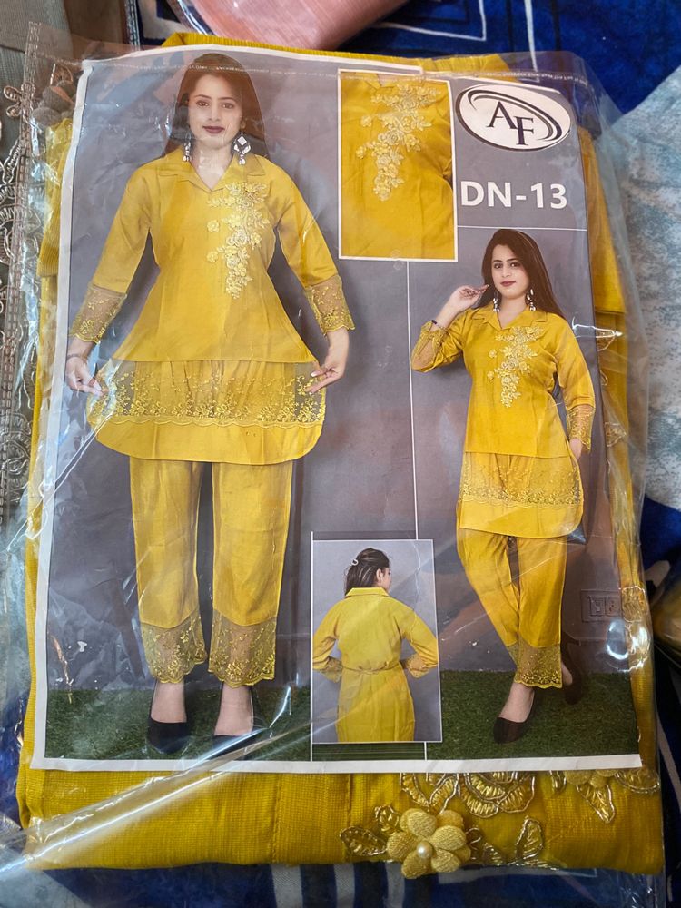 Mustard Net Border Co-ord Set❤️