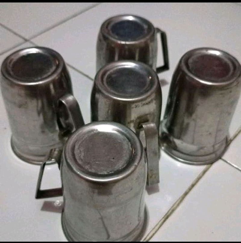 Combo Of 5 Old Stainless Steel Cup Set