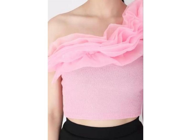 Western Party Wear Crop Top with one sleeve