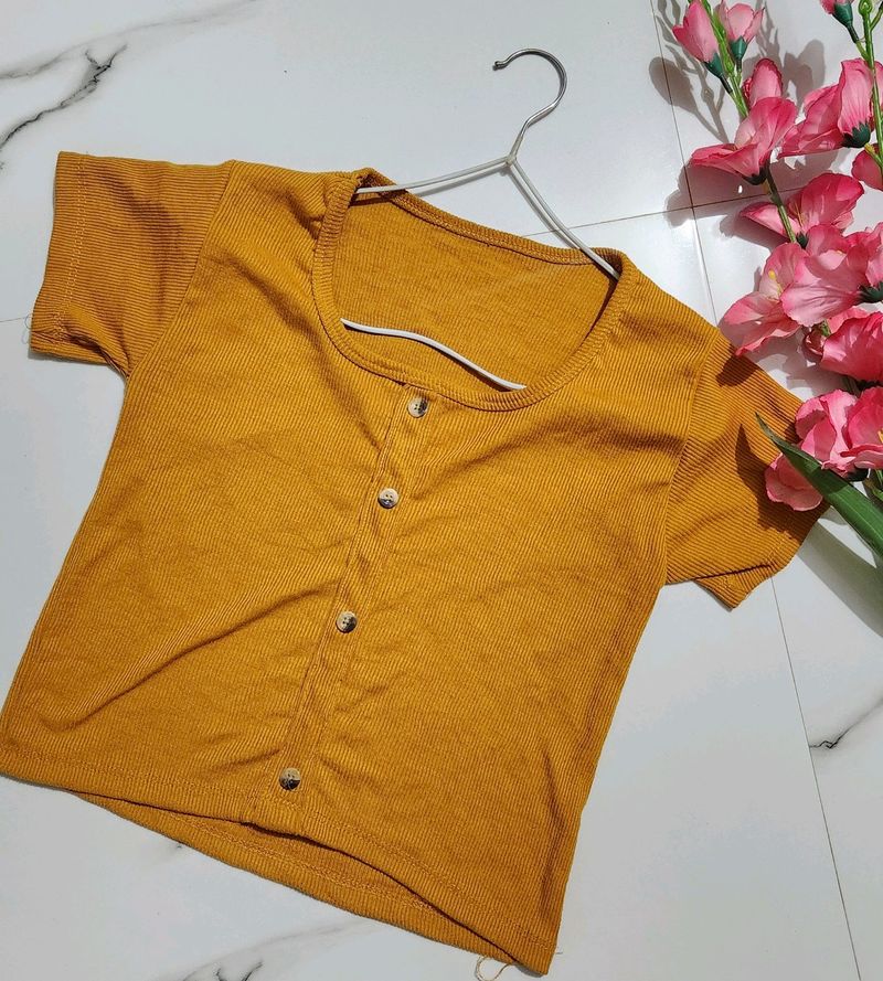 Mustard Round Neck Top