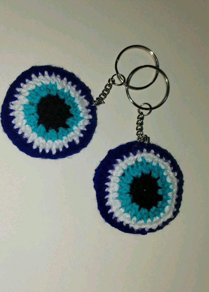 Evil Eye Crochet Keychain