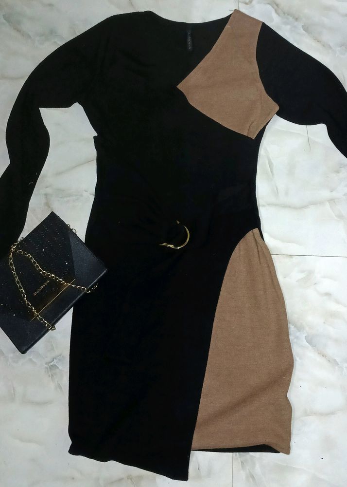 Black And Nude Bodycon Dress