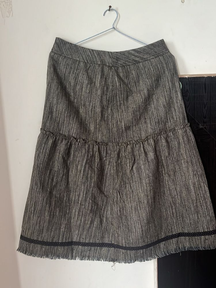 Korean Thrifted Wool Jute Mix Skirt