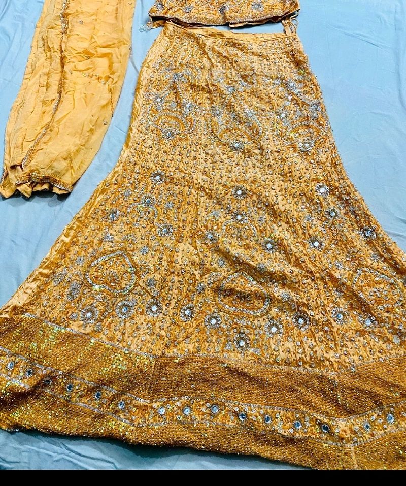 yellow heavy lehenga