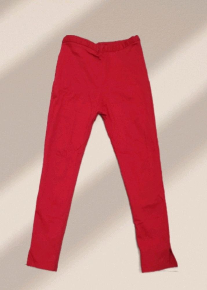 Red Stretchable Pants with Two Normal Side Pockets