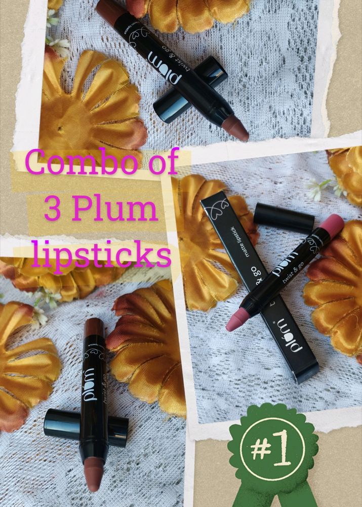 COMBO OF 3 PLUM Twist&Go Matte LipstickLightweight