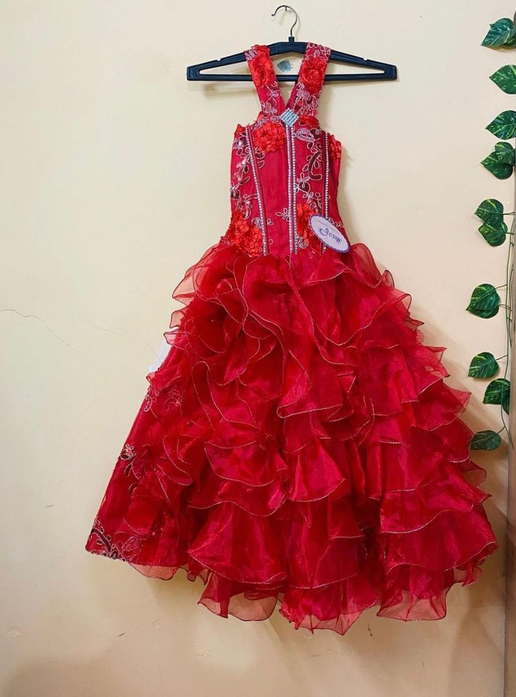 Kids Heavy Flairy Red Dress