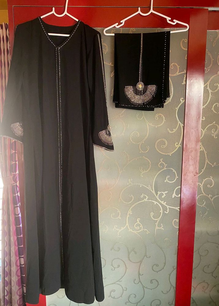 Rhinestone Work On Both Side Burkah And Hijab