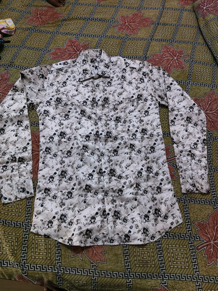 Elegant White Floral Print Shirt for men