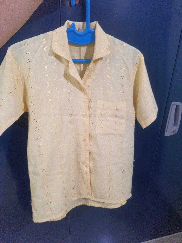 Chikankari Y2k Vintage Pastel Yellow Shirt