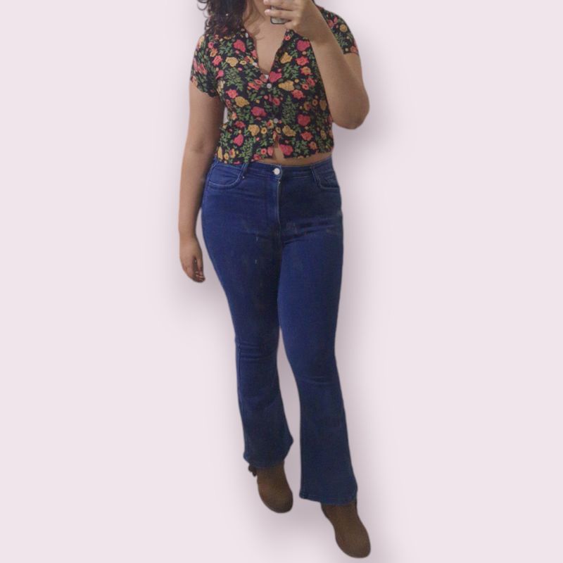 Vintage Floral Pinteresty Crop Shirt