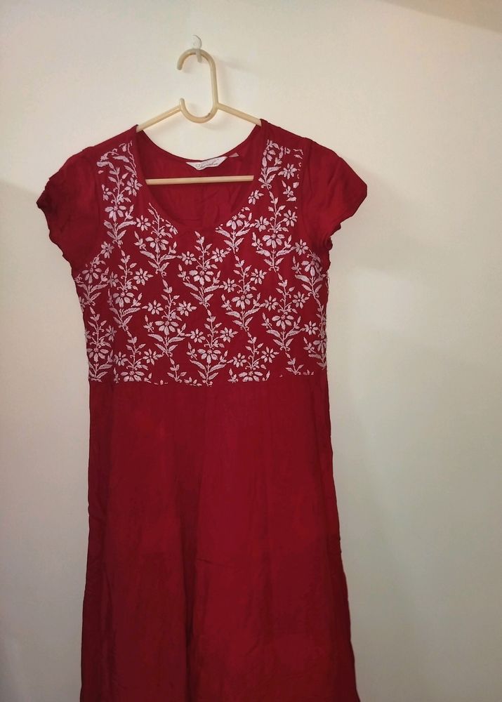 Red Embroidered Frock