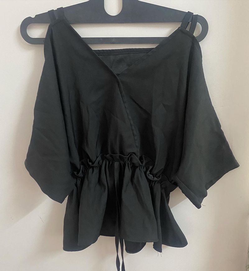 Imported Cinched Waist Sexy Cold Shoulder Top