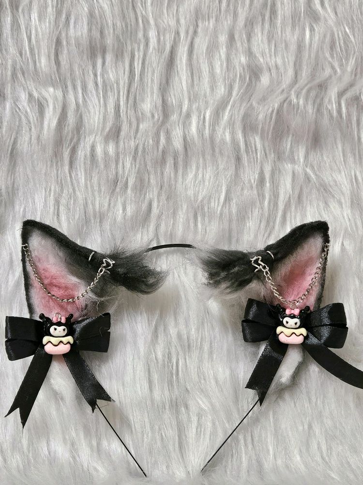 Cupcake Kuromi Cat Ears 🖤🎀✨️