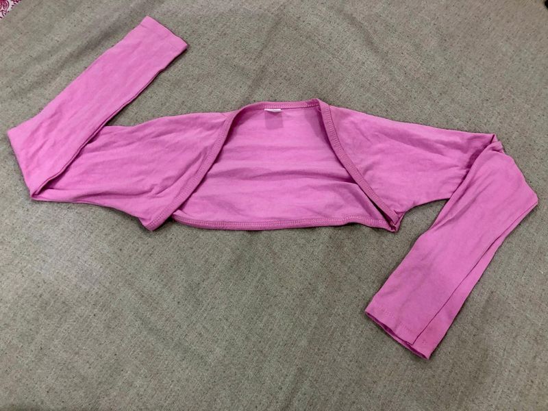 Pink Long Sleeves Shrug