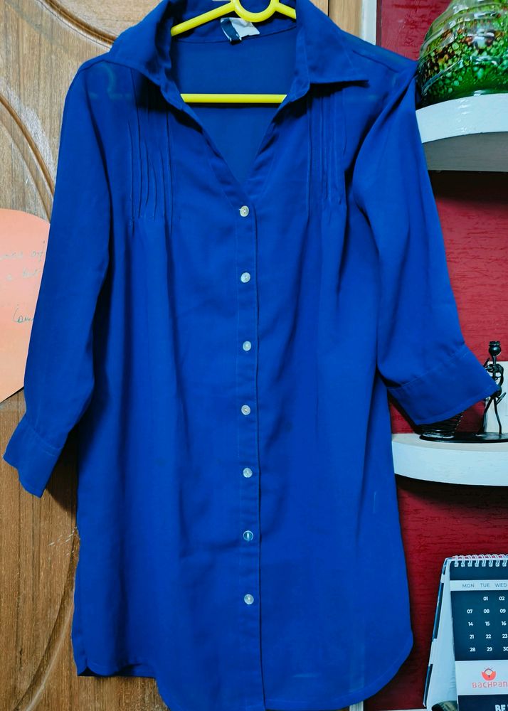 Royal Blue Shirt Top With Camisole