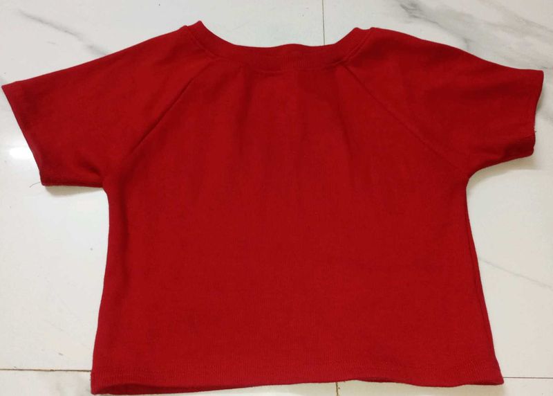 Chic Red Short Sleeve Crop Top -perfect for Summer