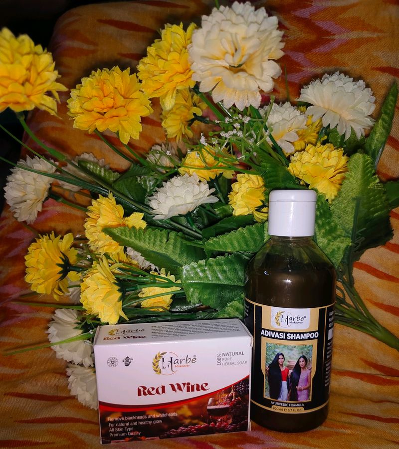 Adivasi Hair Shampoo With Free Red Wine Soap