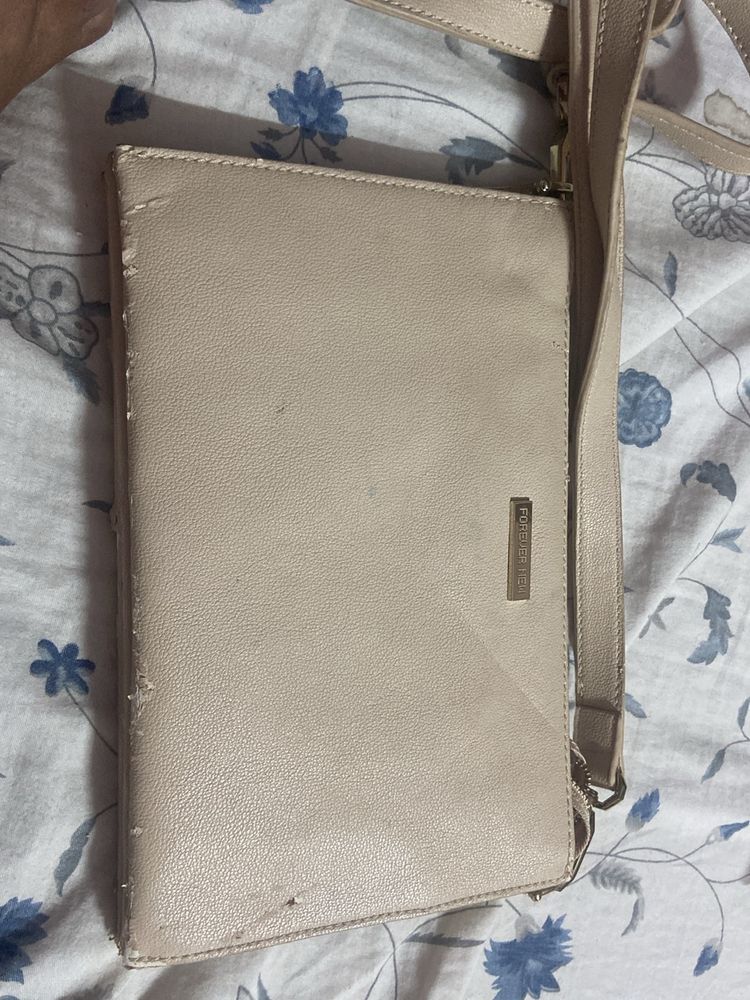 Beige Sling Purse Or Bag