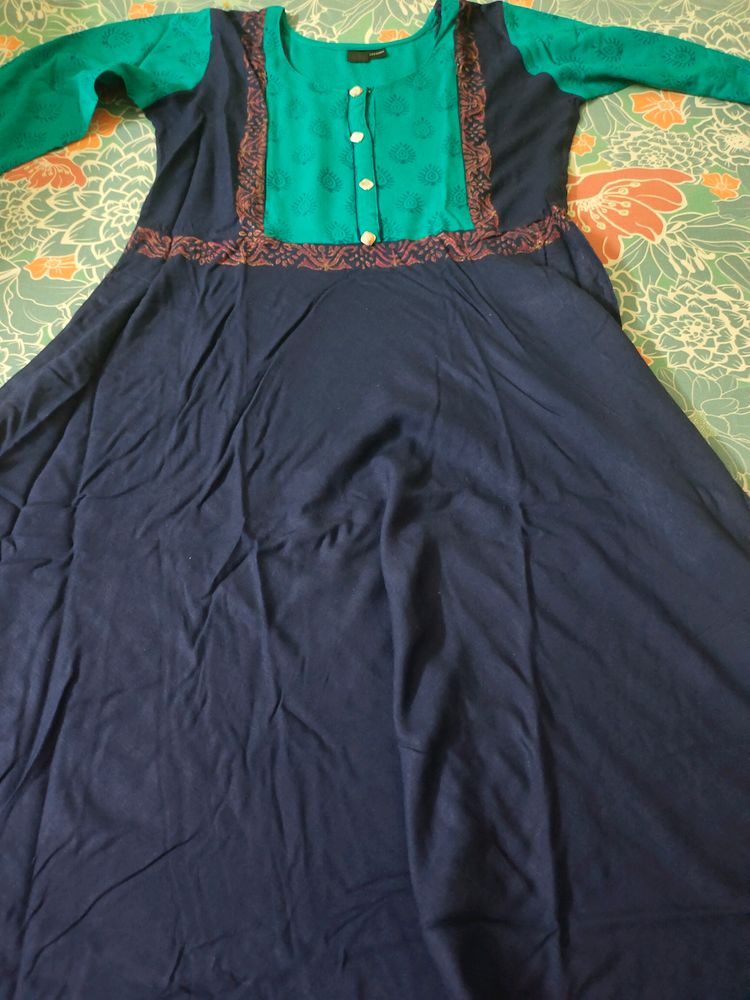 Blue Feeding Anarkali Kurta