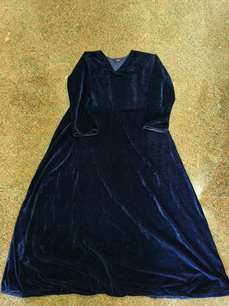 Velvet Navy Blue Dark Gown