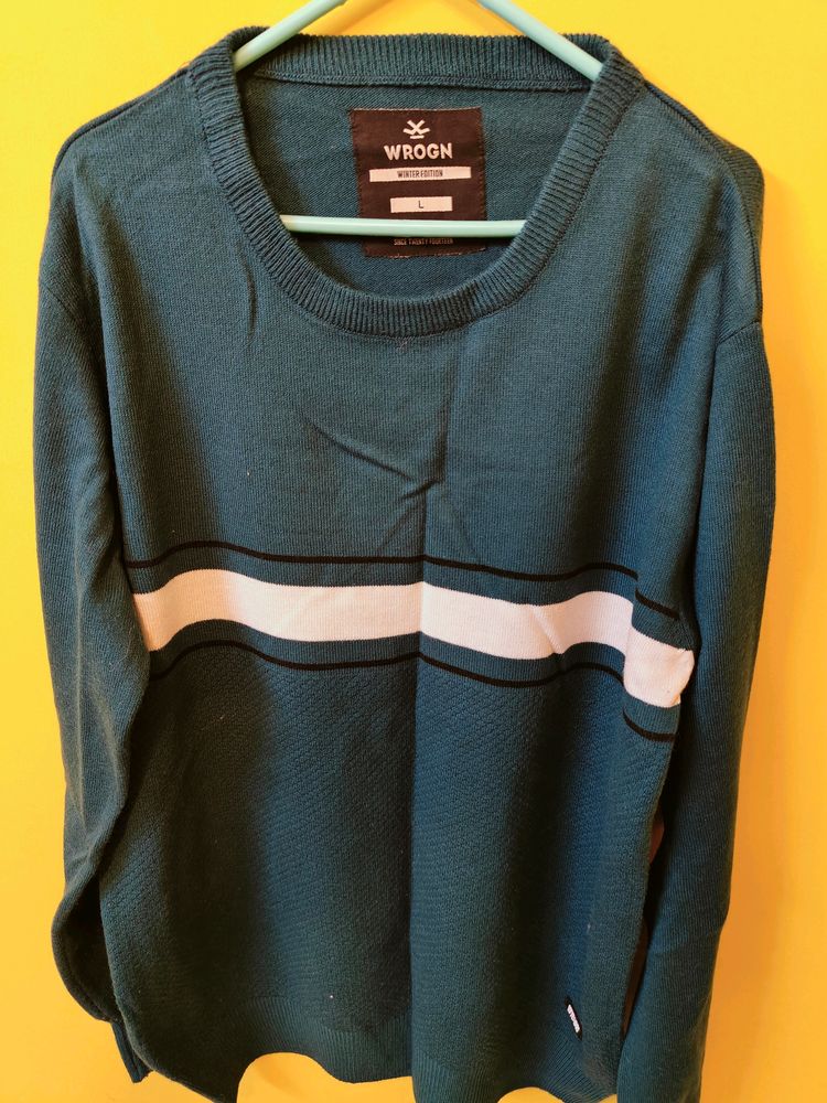 Wrogn Men's Woolen Teal Sweater