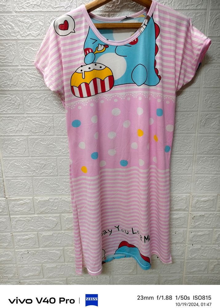 Cartoon Printed Night Wear For Medium To L Size