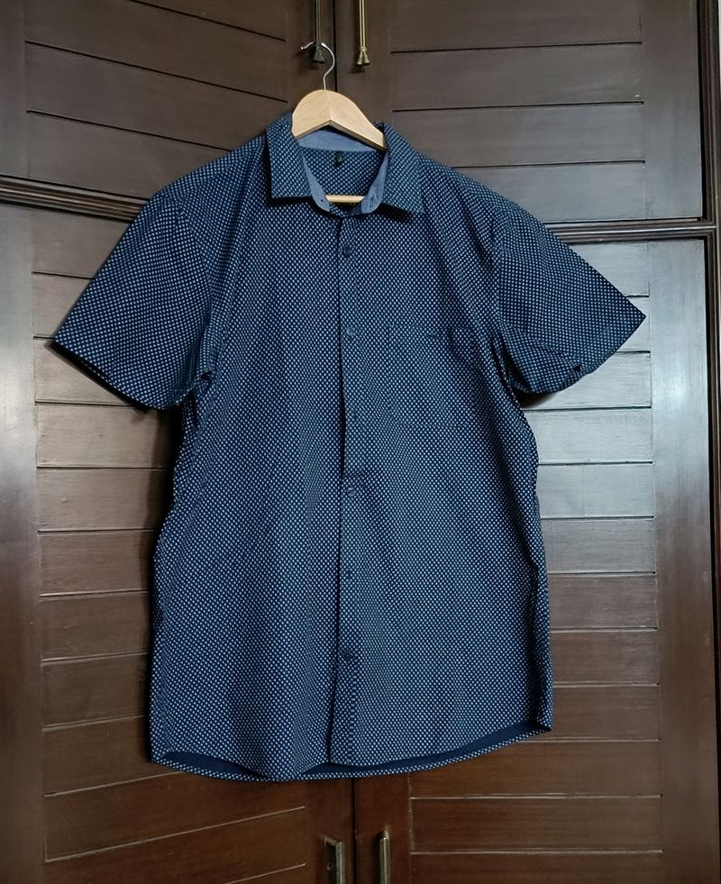 STILE BENETTON Men Blue Printed Cotton Shirt