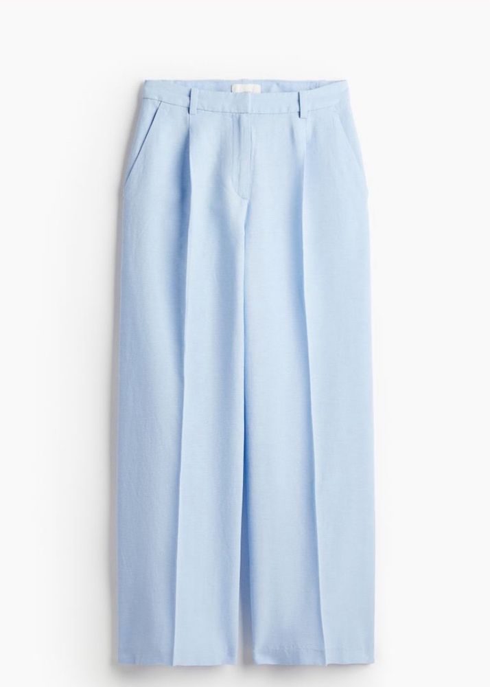 Powder Blue Linen Formal Pants From H&M