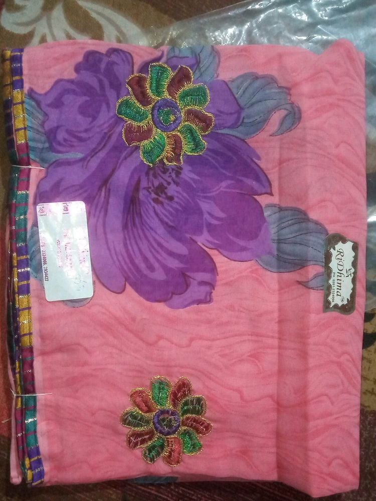 Pink Colour Georgette Saree