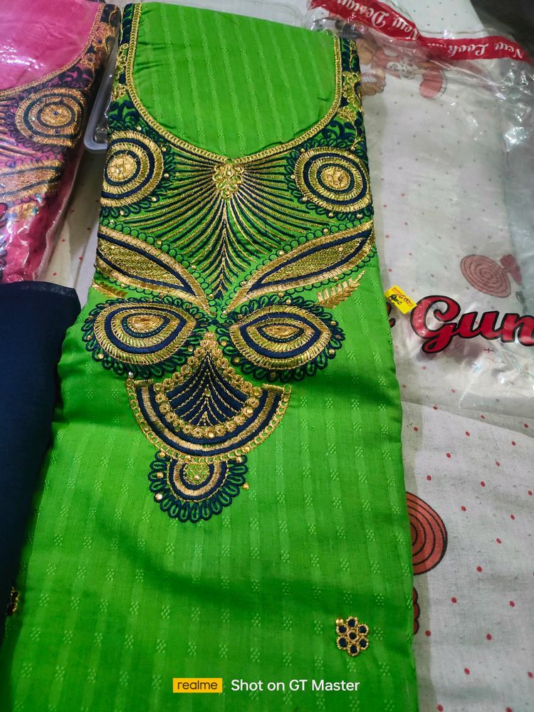 Squen Self Designer Dress Material 3 Pics